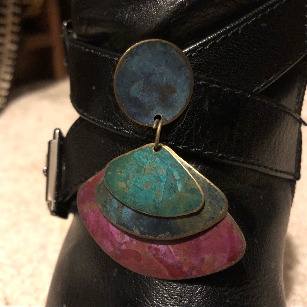 Metal Jewel Tone Geometric Dangly Earrings Dangle - Picture 2 of 2